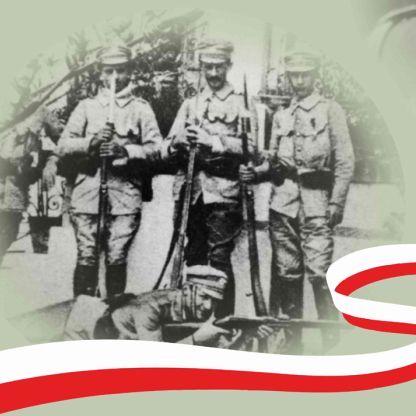Grupa żołnierzy I Kompanii Kadrowej Strzelców